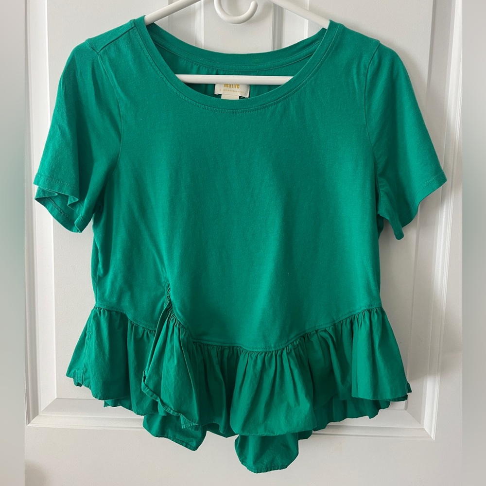 Anthropologie Asymmetrical Ruffle Tee
